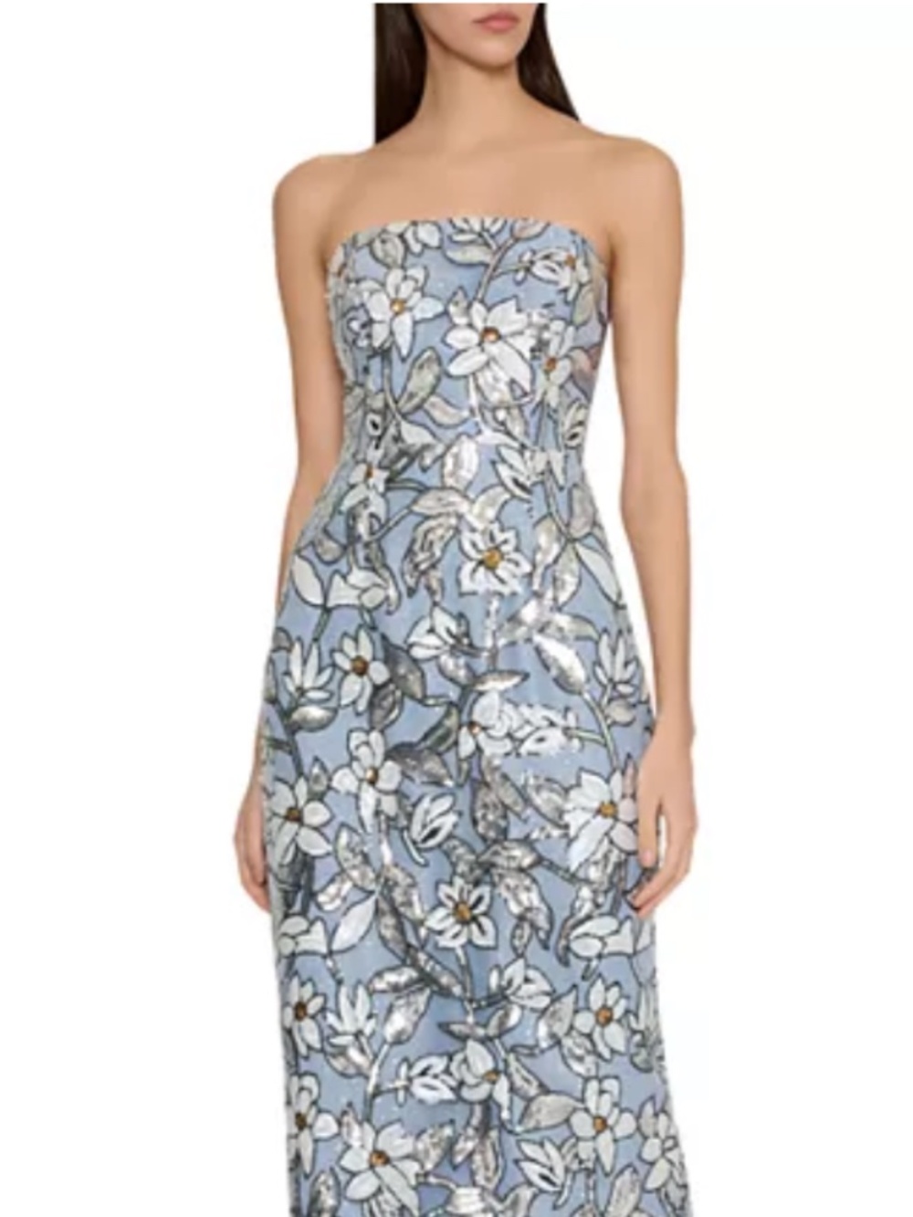 MILLY Magnolia Silver Floral Sequin Gown | Size 6 | $450